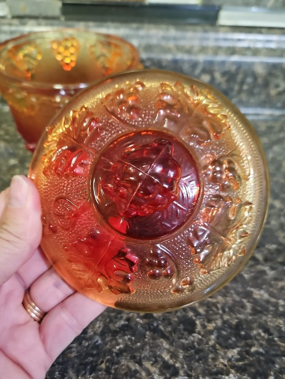 Vintage Jeanette Glass Amberina Candy Dish - Picture 4 of 7